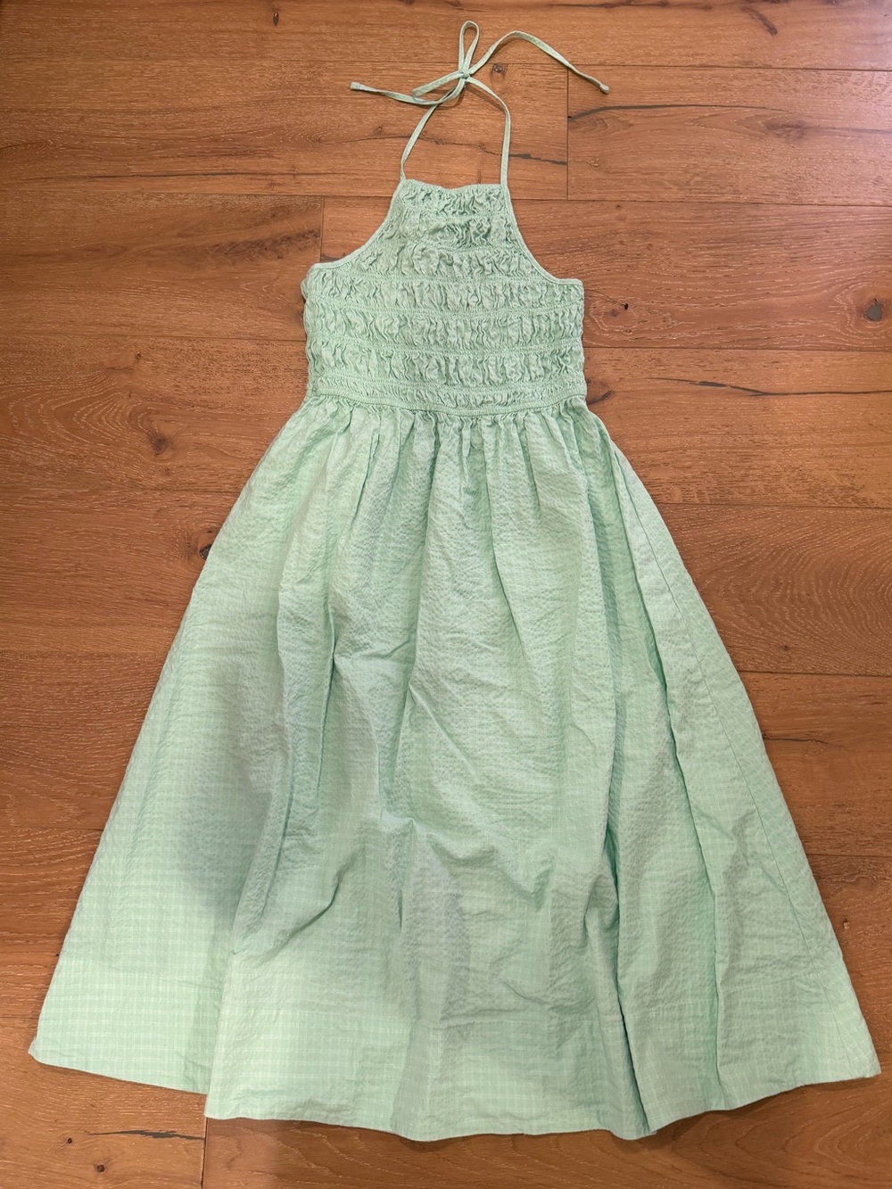 SOLID & STRIPED Mint Green Smocked Halter Maxi Dress - size Medium